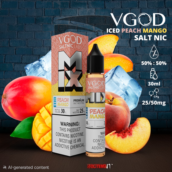 VGOD PEACH MANGO ICED flavour SALTNIC 25MG
