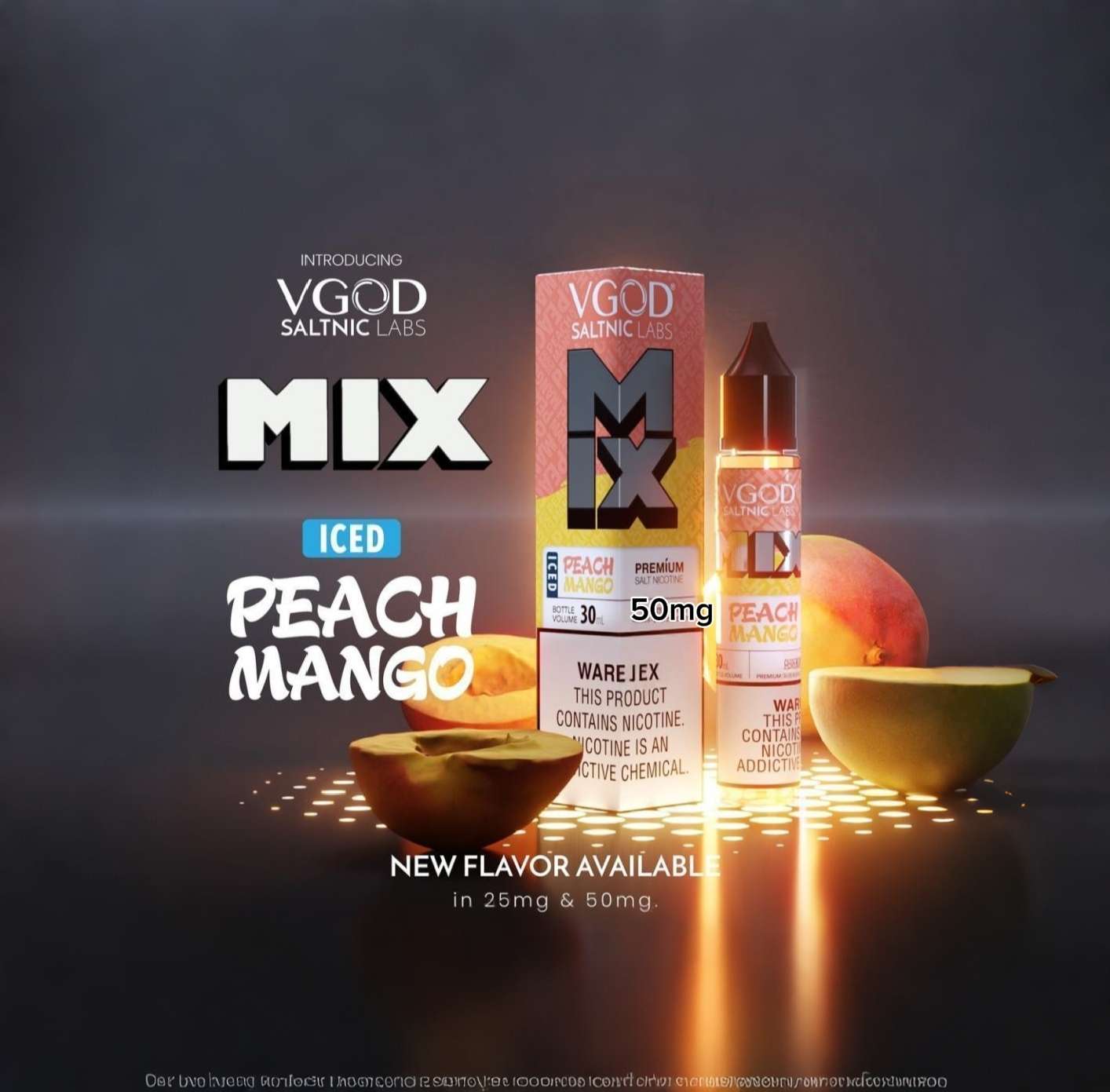 VGOD Nic Salt–Iced Peach Mango (25/50 mg)