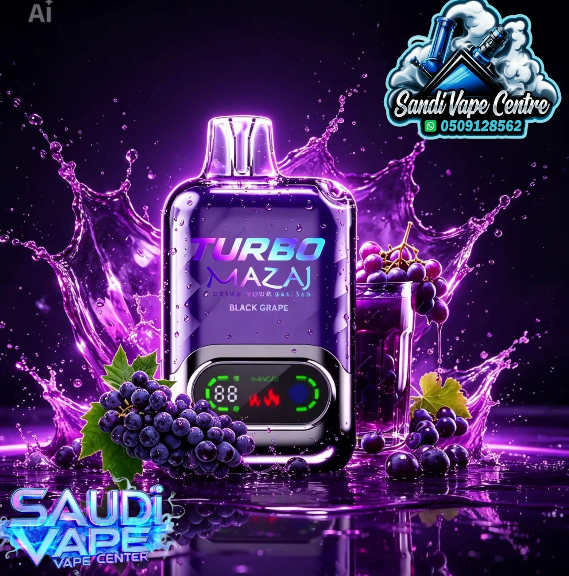Mazaj Turbo 15000 Puffs Disposable Vape - Grape Raspberry