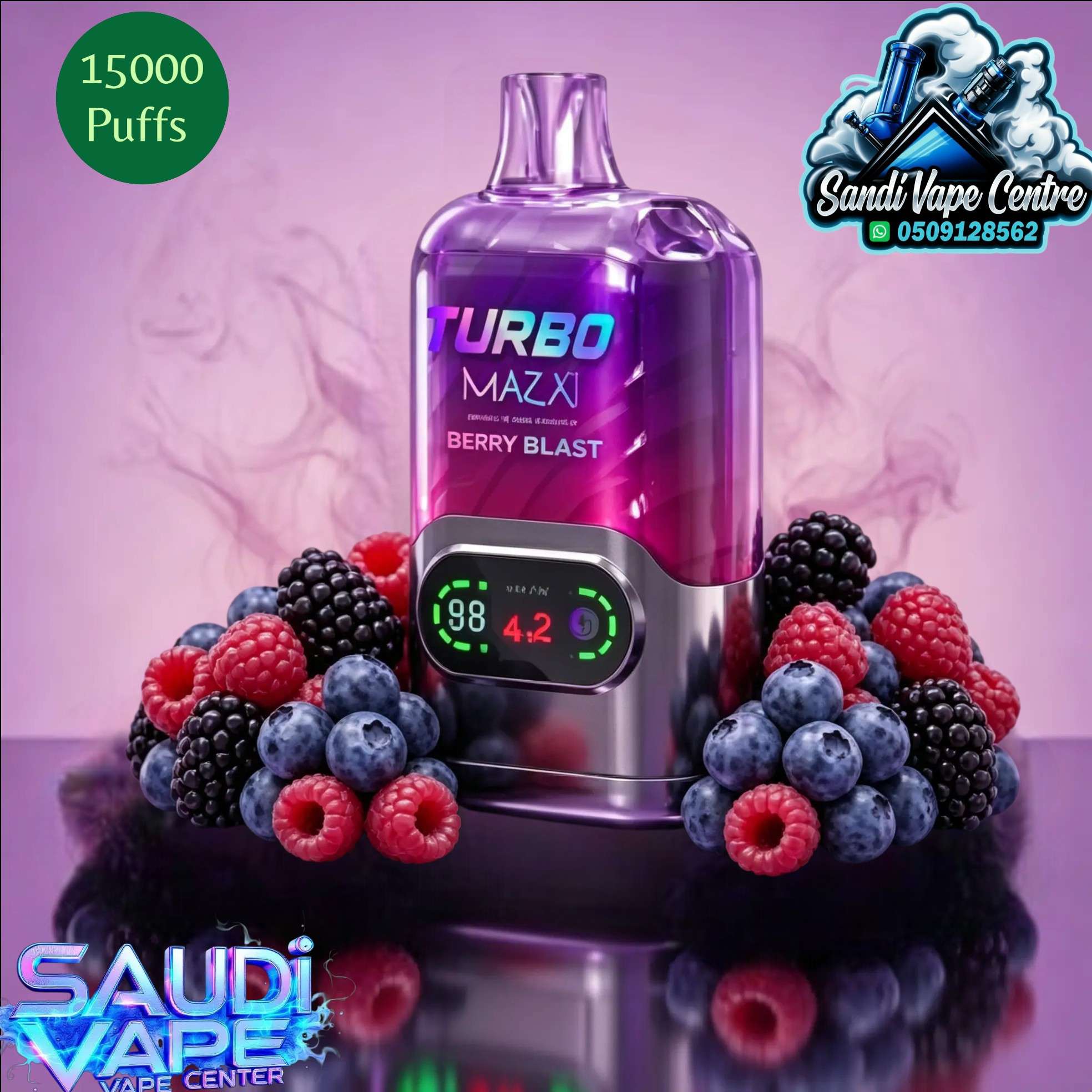 Mazaj Turbo 15000 Puffs Disposable Vape - Grape Raspberry