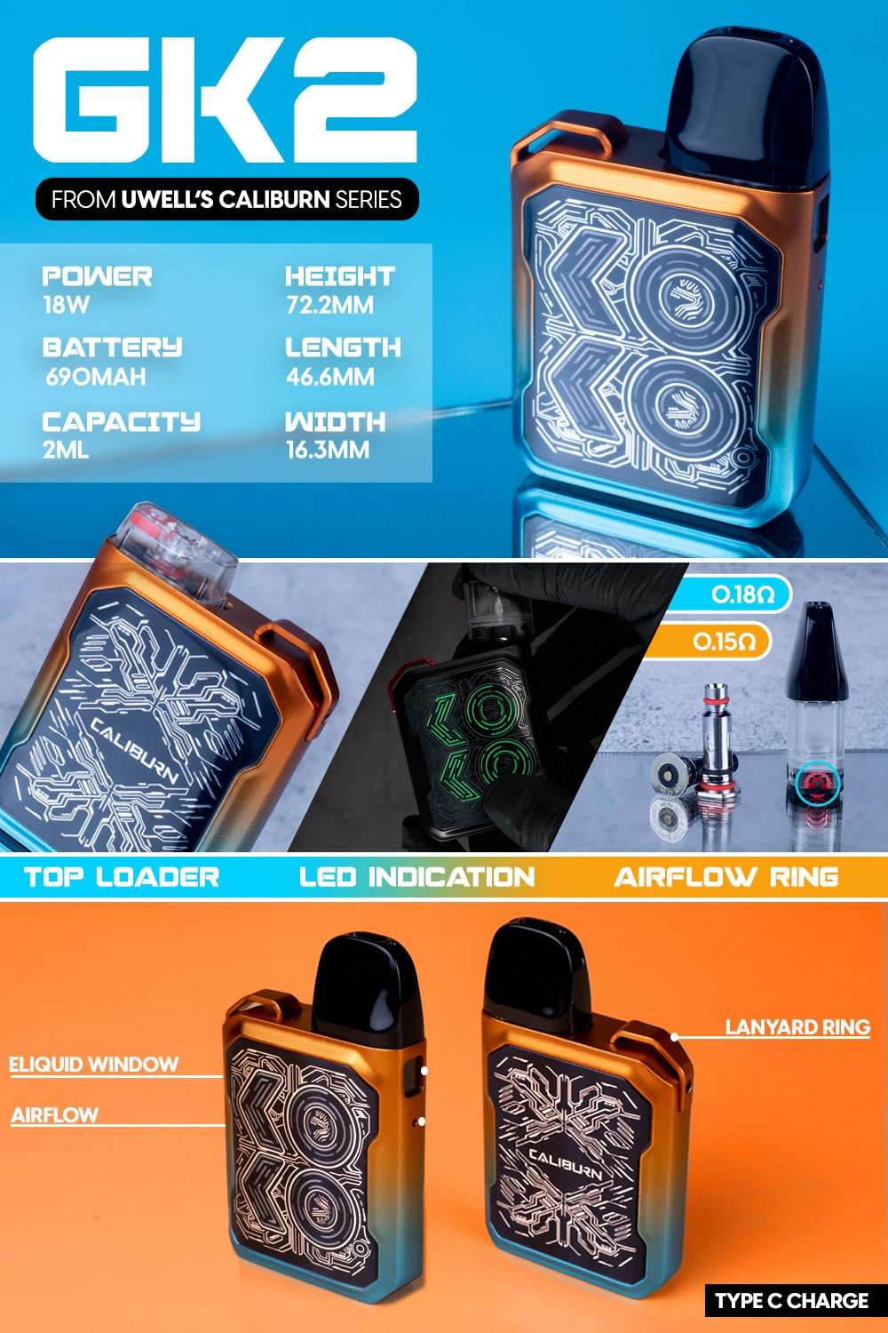 Uwell Caliburn GK2 Pod System Kit